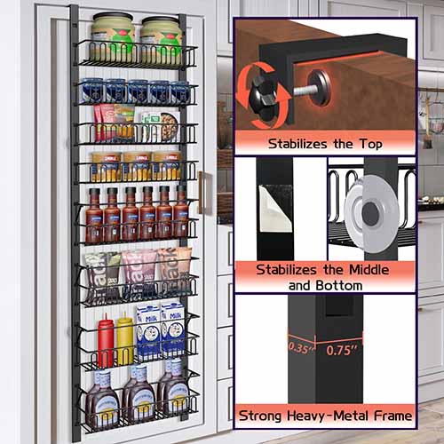 SPACLEAR Over the Door Pantry Organizer, 8-Tier Adjustable Pantry Door  Organizer, Kitchen Pantry Organization and Storage Hanging Metal Over  Closet Door Spice Rack Can Organizer, Black Pantry Storage Shelves_Shenzhen  BMD E-commerce Co.,Ltd.