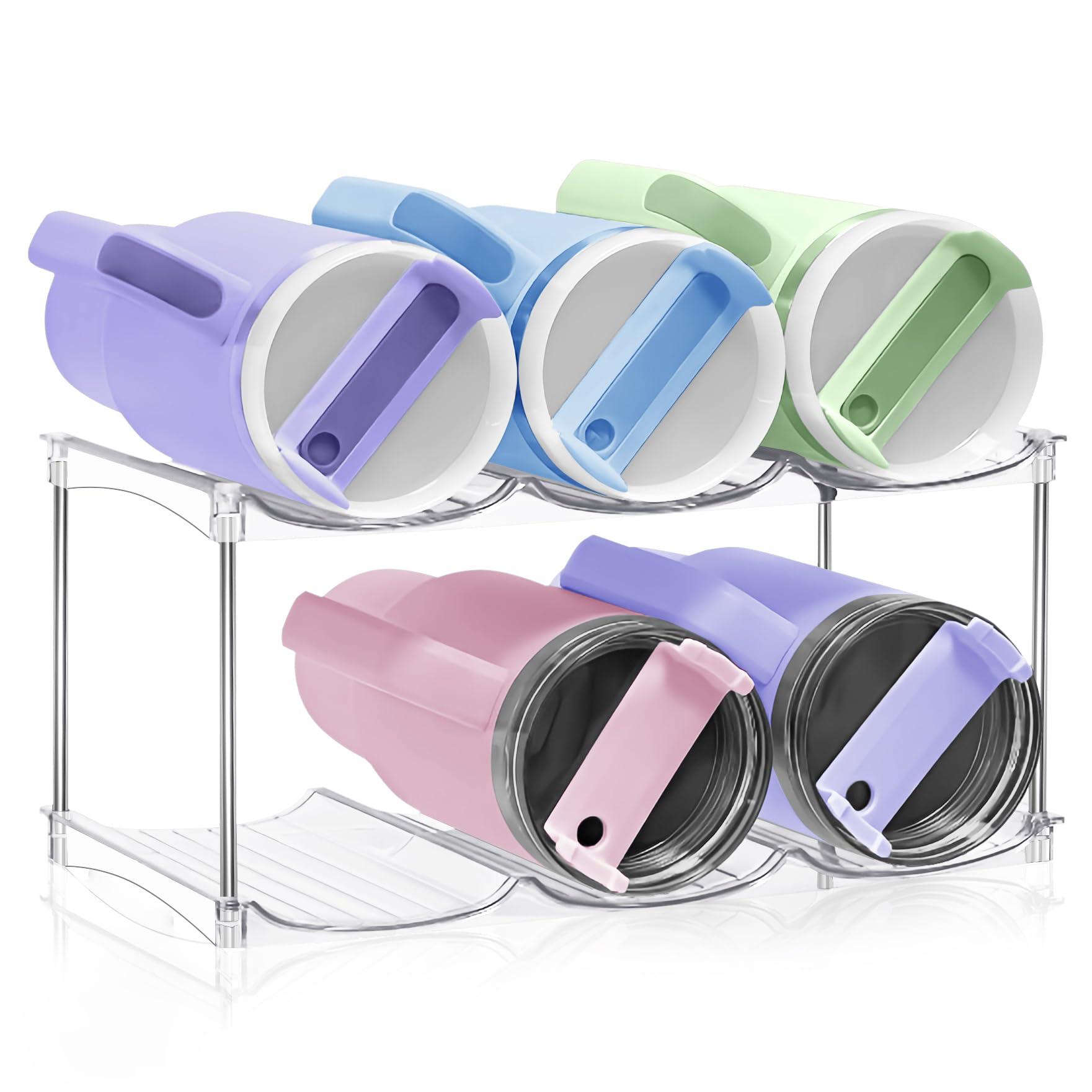 Water Bottle Organizer - Stanley Cup Holder for Cabinet Stackable Water Bottle Holder, Kitchen Pantry Organizers and Storage for Stanley Tumbler 40oz, Tumbler Storage Organizer
